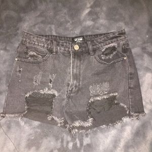 Black Distressed Shorts